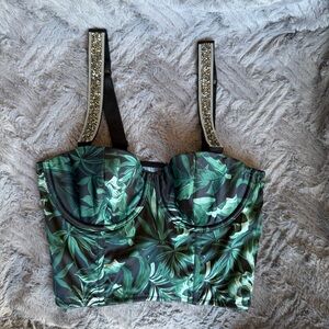 Victoria's Secret Green and Black Embellished Bustier